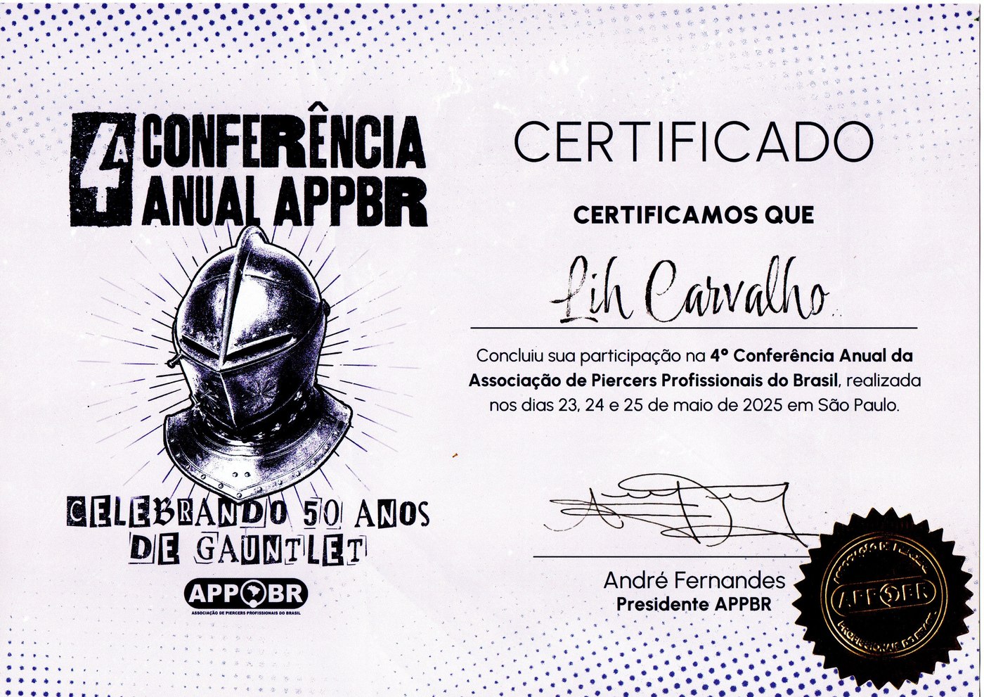 Certificado de Participação — 4ª Conferência Anual APPBR